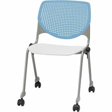 Chair, Casters, 20-1/2"x21-1/4"x31-1/2", Sky Blue/White