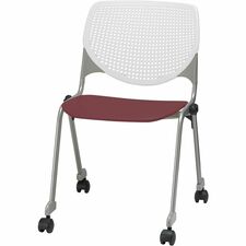 Chair, Casters, 20-1/2"x21-1/4"x31-1/2", White/Burgundy