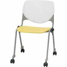 Chair, Casters, 20-1/2"x21-1/4"x31-1/2", White/Yellow