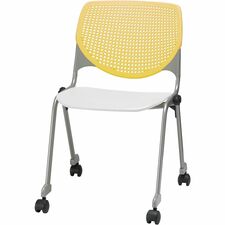 Chair, Casters, 20-1/2"x21-1/4"x31-1/2", Yellow/White