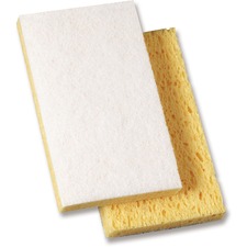 Scouring Pad, Light-duty, 3-1/2"x3-1/2", 20/CT, White/Yellow
