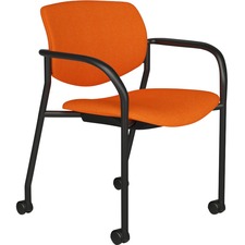 Stack Chair, w/Arms&Cstrs, 25-1/2"x25"x33", LattePlastic/BKFrm