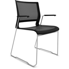 Stack Chair, w/Arms, Mesh Back/Seat, 21"x21-1/2"x33", Black