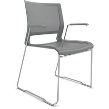 Stack Chair, w/Arms, Mesh Back/Seat, 21"x21-1/2"x33", Gray