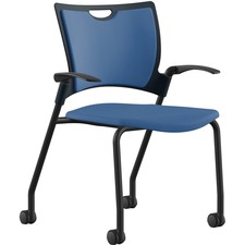 Stack Chair, w/Arms/Casters, 25"x26"x33", Cloud Fabric/BK Frame