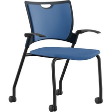 Stack Chair, w/Arms/Casters, 25"x26"x33", LattePlastic/BKFrame