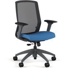 Task Chair, Full Synchro, 25.5"x25.5"x37"-41.5", GY/Blue