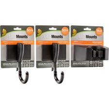Hooks/Holder Kit, Hvy-Duty, f/Drywall/Wood, 50/15 lb Cap, BK