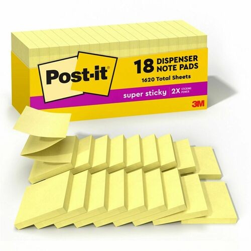 Pop-up 3 x 3 Note Refill, Cabinet Pack, 3" x 3", Canary Yellow, 90 Sheets/Pad, 18 Pads/Pack