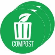 Refuse ID Sticker, Compost, w/Icon, 4" Dia x 0.1", 3/CT, Green