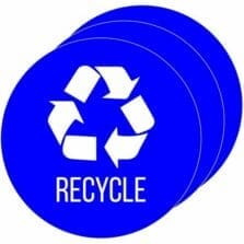 Refuse ID Sticker, Recycled, w/Icon, 4" Dia x 0.1", 3/CT, Blue