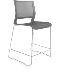 Stack Stool, Armless, Mesh Back/Seat, 21"x25-1/2"x44", Gray