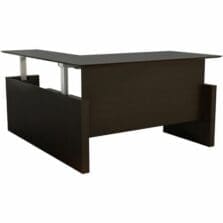 Front Desk, w/Return, Hght-Adj, 72"x84"x29-1/2"-49-1/4", Mocha