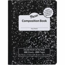 Comp Book, w/Erasable, 3/8" Rld, 100Sht, 9-3/4"x7-1/2", BK/Marble
