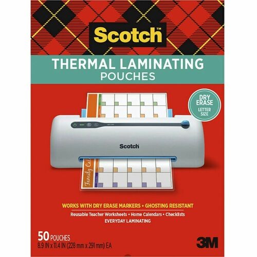 Laminating Pouch, Ltr, 8.9"x11-2/52", 50/PK, Clear