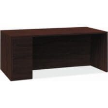 Left Pedestal Desk, B/B/F, 66"x30"x29-1/2", Magogany
