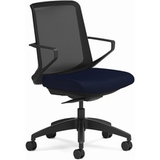 Task Chair, Navy Fabric, 27"x27"x41", BK Frame/BK Mesh Back