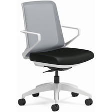 Task Chair, BK Vinyl, 27"x27"x41", DW Frame/Fog Mesh Back