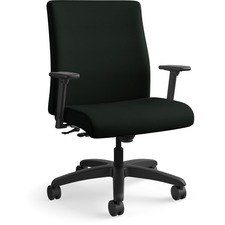 Task Chair, Big/Tall, Mid-back, 32-1/4"x28"x43-1/8", PU BK