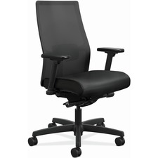 Task Chair, Mesh Back, 27"x28-1/2"x44-1/2", PU BK/BK