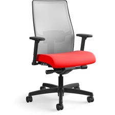 Task Chair, Mesh Back, 27"x28-1/2"x44-1/2", Fog/Ruby/Black