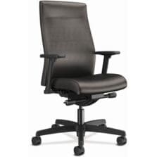 Task Chair, Adj Arms, Vinyl, 27"x28-1/2"x44-1/2", Black