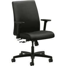 Task Chair, Low-Back, Adjust Arms, 27-1/2"x36"x41", BK Vinyl
