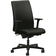 Mid-Back Task Chair, Adjustable Arms, 27"x39"x44", PU BK