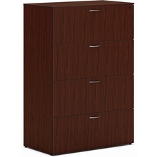 Lateral File, 4-Drawer, 36.5"x20"x53", Mahogany
