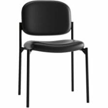 VL606 Stacking Guest Chair without Arms, Bonded Leather Upholstery, 21.25" x 21" x 32.75", Black Seat, Black Back, Black Base