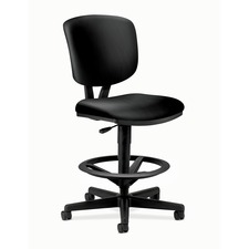 Swivel Task Stool, Adjustable, 27"x29-1/2"x49", BK Leather
