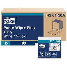 Wipers, 1/4-Fold, 1-Ply, 6.5"x6.3", 90/PK, 12PK/CT, WE