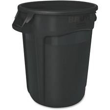 Brute Container, No Lid, Venting Channels, 10 Gal, Black