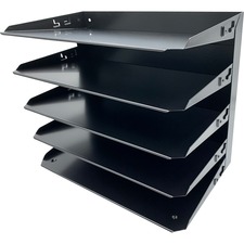 Desk Organizer, Horizontal, 5 Slots, Legal, 15"x8-3/4"x15", Black