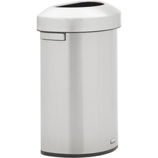 Trash Can, Half-Rnd, Stainless Steel, 16 Gal, 12.4x18.2x29.5", SR