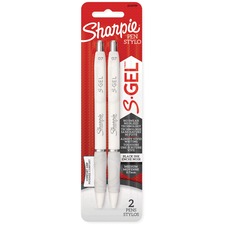 Sharpie Pen, Gel, 0.7mm, 2/PK, Black Ink/White Barrel