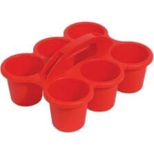 Caddy, w/Handle, 6 Cup Compartments, 12"x9.6"x5.3", RD
