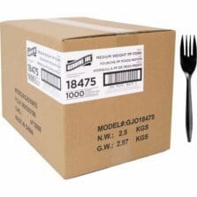 Forks, Medium-weight Polypropylene, Wrapped, 1000/CT, Black