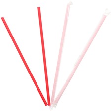 Straws, Wrapped, Giant, 10-1/4", 1200/CT, Red
