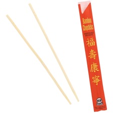 Chopsticks, w/Red Sleeve, Bamboo, 9"L, 100/PK, 10/CT, Natural