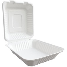 Tray Container, Hinged, Sugarcane, 8"x8"x3", 200/CT, WE