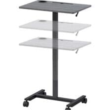 Desk, w/Holders, Mobile, Height Adj, 26-5/8"x19-1/8"x43", BK/CCL