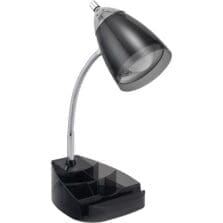 Lamp, Desk, 10W LED, w/2 Outlets/Organizer, Black/Chrome
