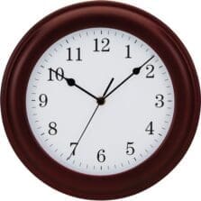 Clock, Wall, Wood, 12"Dia, Mahogany Case