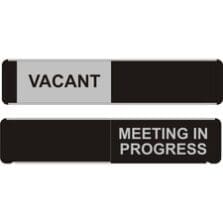 Sign, Door, w/Slider, Vacant/Meeting in Progress, 10"x2", Black