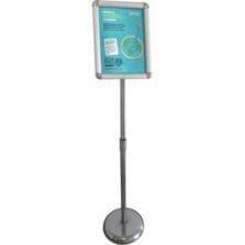 Sign, w/Floor Stand, Hght-Adj,Menu Display, 8-1/2"x11", Chrome