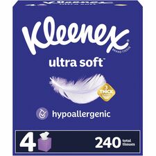 Tissues, Ultra Soft, Kleenex, 60 Sht/BX, 4BX/PK, 12PK/CT, WE