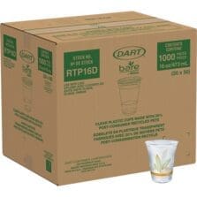 Cups, f/Cold Drinks, Squat, RPET, 16oz, 50/PK, 20PK/CT, Clear
