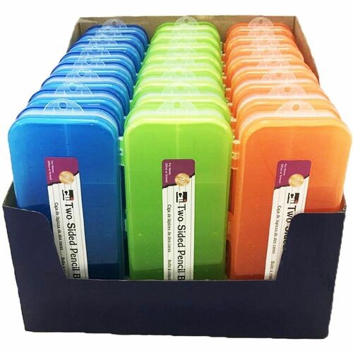 Pencil Boxes, 2-Sided, w/5Slots, 8"1/2"x3-1/2"x1-1/2", 24/DS, AST