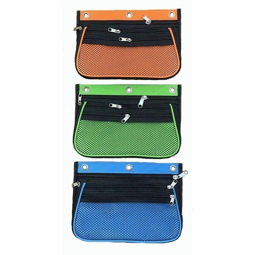 Pouch,Pencils, 3-Pckt, 3HP, 2-1/2"Exp, 10.25"x7.25", 24/DS, AST